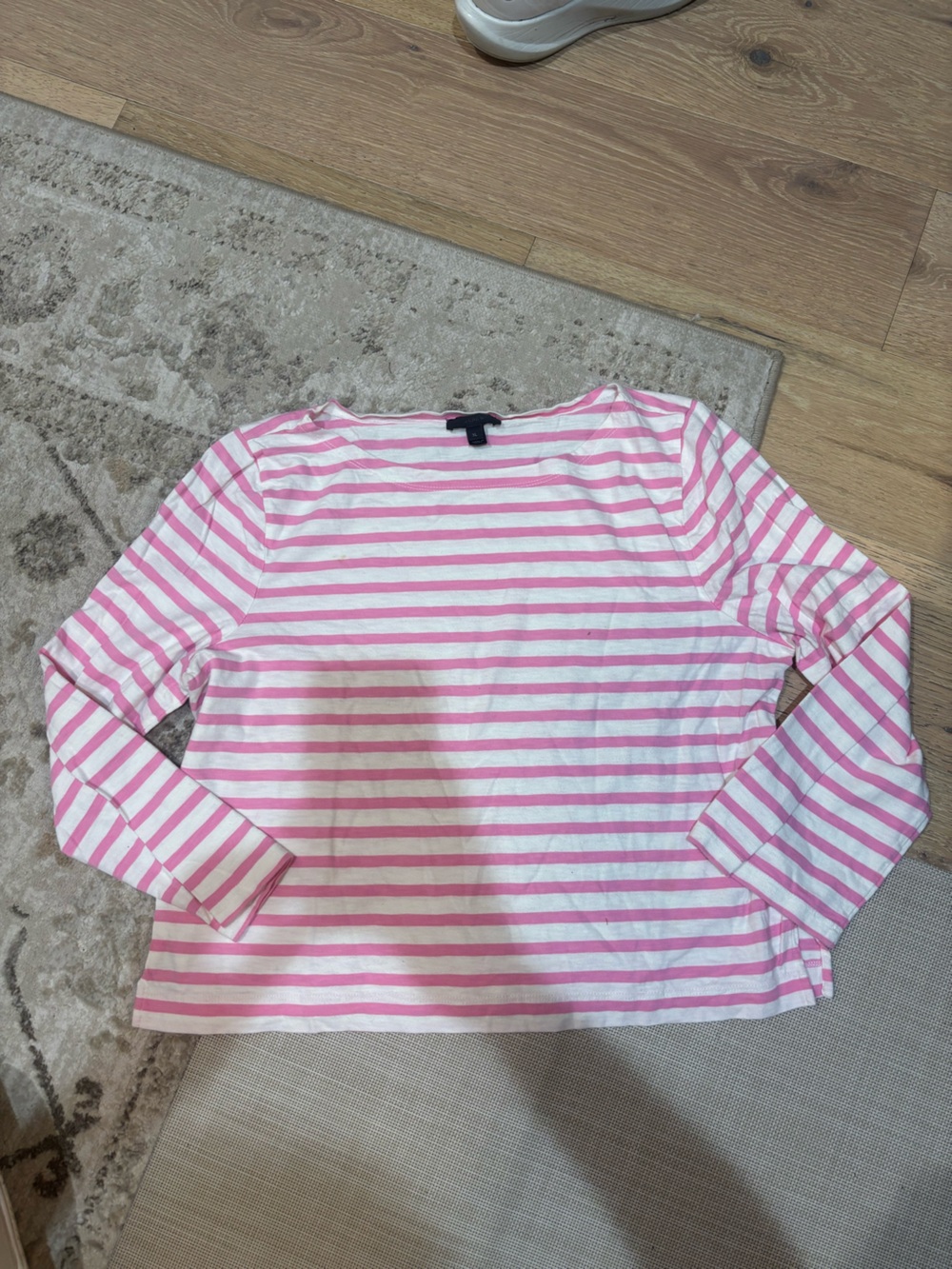 J. Crew Pink and White Striped Long-Sleeve Tee